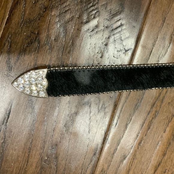 Bling Bling Chrystal belt on black leather-little hairs.  Medium size B.b Simon main image 5